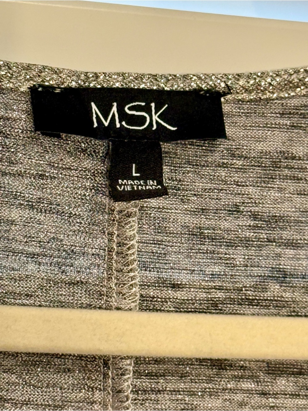 MSK Metallic Silver Ruched V-Neck Drawstring Top - Picture 2 of 5